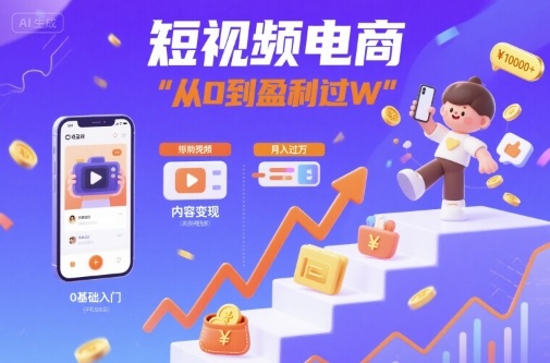 短视频电商：短视频变现从0到盈利过W-百货大全