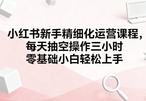 小红书新手精细化运营课程，每天抽空操作三小时，零基础小白轻松上手-百货大全