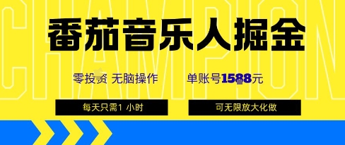 番茄音乐人掘金，单账号最高可撸1k+，可无限矩阵去做，零投入-百货大全