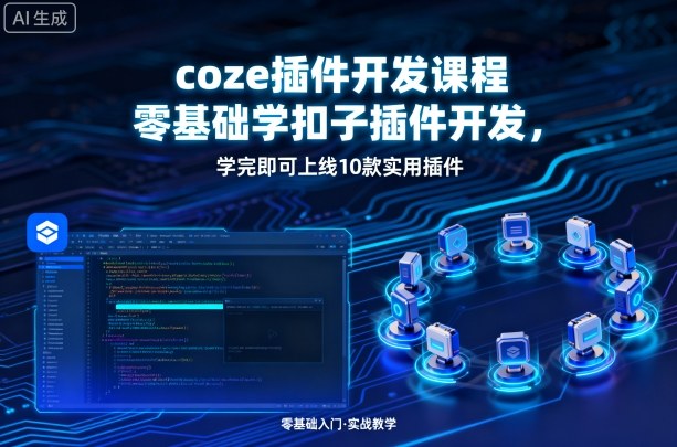 coze插件开发课程，零基础学扣子插件开发，学完即可上线10款实用插件-百货大全
