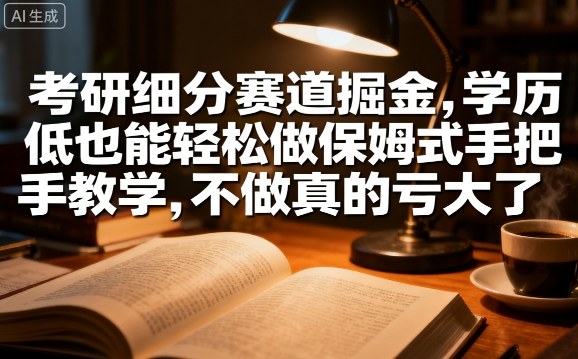 考研细分赛道掘金，日入1k+，学历低也能轻松做保姆式手把手教学，不做真的亏大了【揭秘】-百货大全