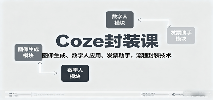 Coze封装课，图像生成、数字人应用、发票助手，流程封装技术-百货大全