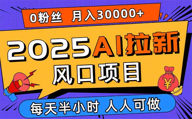 2025AI拉新风口项目，0粉0基础月入30000+新手小白轻松学会-百货大全