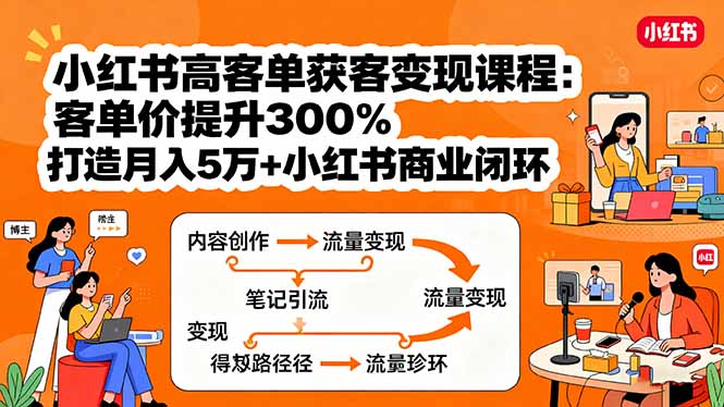 小红书高客单获客变现课程：客单价提升300%，打造月入10万+小红书商业闭环-百货大全