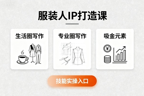 服装人IP打造课，文案创富+生活圈写作+专业圈写作+服装人专属+吸金元素+技能实操-百货大全
