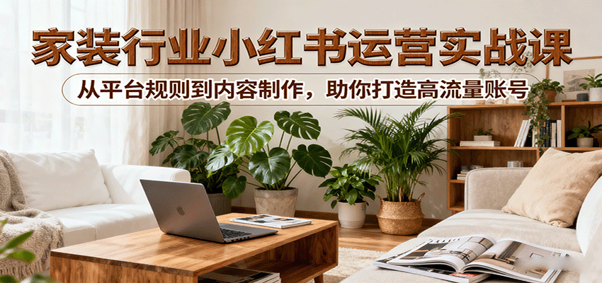 小红书家装行业运营实战课：从平台规则到内容制作，助你打造高流量账号-百货大全