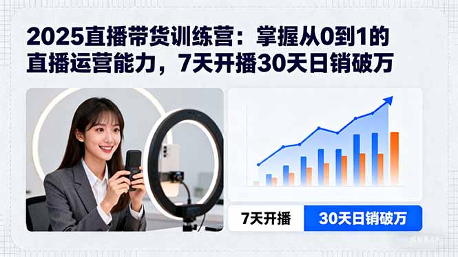 2025直播带货训练营：掌握从0到1的直播运营能力，7天开播30天日销破万-百货大全