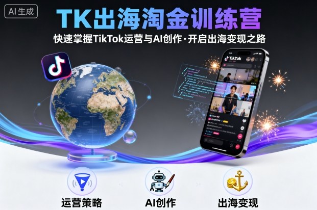 TK出海淘金训练营，助你快速掌握TikTok运营与AI创作，开启出海变现之路-百货大全
