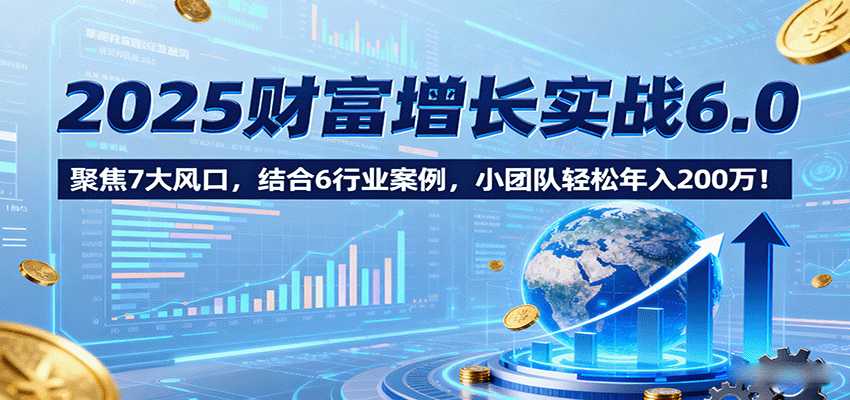 2025财富增长实战6.0，聚焦7大风口，结合6行业案例，小团队轻松年入200万！-百货大全
