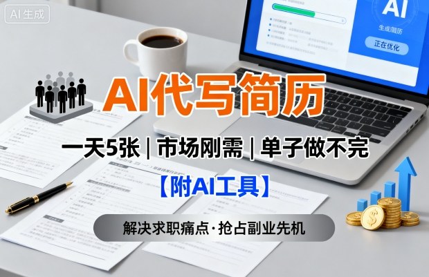 AI代写简历，一天5张，今年找工作难，市场刚需，单子做不完【附AI工具】-百货大全