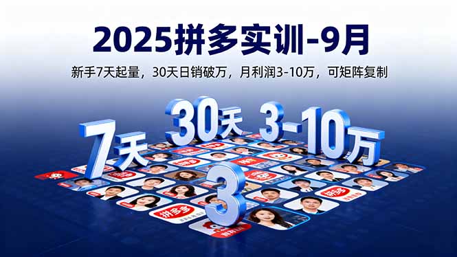 2025拼多多实训-9月：新手7天起量,30天日销破万,月利润3-10万,可矩阵复制-百货大全