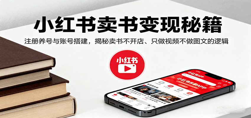 小红书卖书变现秘籍，注册养号与账号搭建，揭秘卖书不开店、只做视频不做图文的逻辑-百货大全