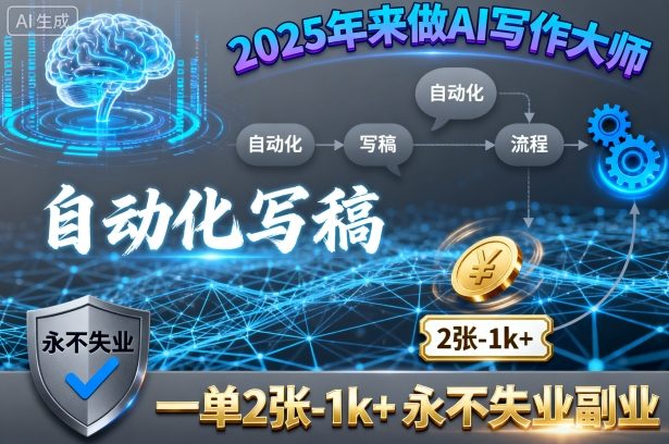 2025年来做AI写作大师，自动化写稿，一单2张-1k+，永不失业副业-百货大全