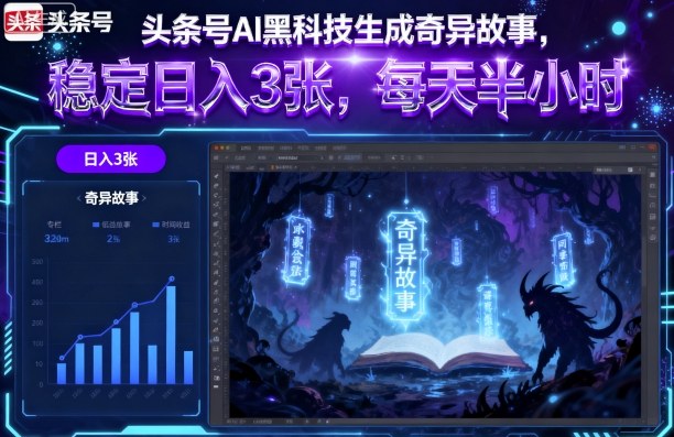 头条号AI黑科技生成奇异故事，稳定日入3张，每天半小时-百货大全