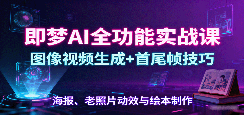 即梦AI全功能实战课：图像视频生成+首尾帧技巧，海报、老照片动效与绘本制作-百货大全