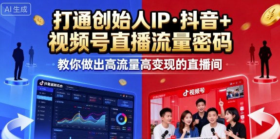 25年直播9-10两期线下课，打通创始人IP，抖音+视频号直播流量密码，教你做出高流量高变现的直播间-百货大全
