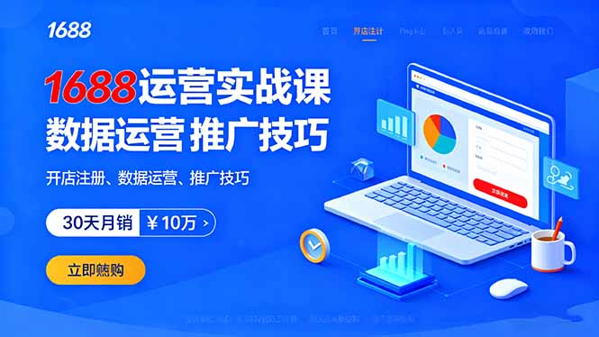 1688运营实战课：开店注册、数据运营、推广技巧，30天月销破10万+-百货大全