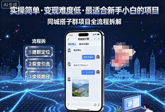 实操简单，变现难度低，最适合新手小白做的项目，每天轻松收入3张，同城搭子群项目全流程拆解-百货大全