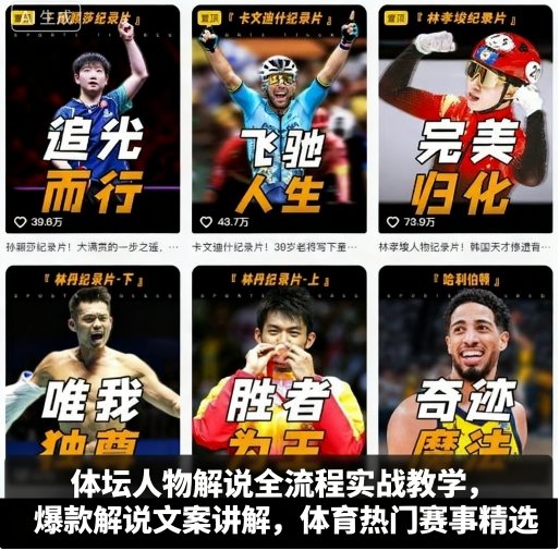 体坛人物解说全流程实战教学，爆款解说文案讲解，体育热门赛事精选-百货大全