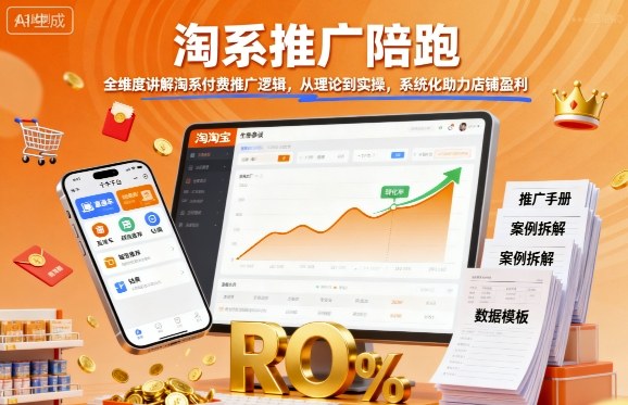 淘系推广陪跑，全维度讲解淘系付费推广逻辑，从理论到实操，系统化助力店铺盈利-百货大全
