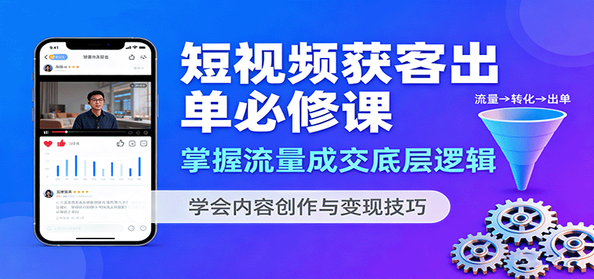 短视频获客出单必修课：掌握流量成交底层逻辑，学会内容创作与变现技巧-百货大全