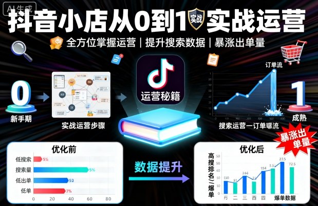 抖音小店从0到1实战运营，帮你全方位掌握小店运营，提升搜索数据与出单量-百货大全