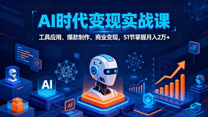 AI时代全场景实战课，工具应用、爆款制作、商业变现，51节掌握月入2万+-百货大全