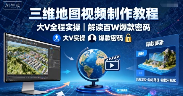 三维地图视频制作教程，大V全程实操，解读百W爆款密码-百货大全