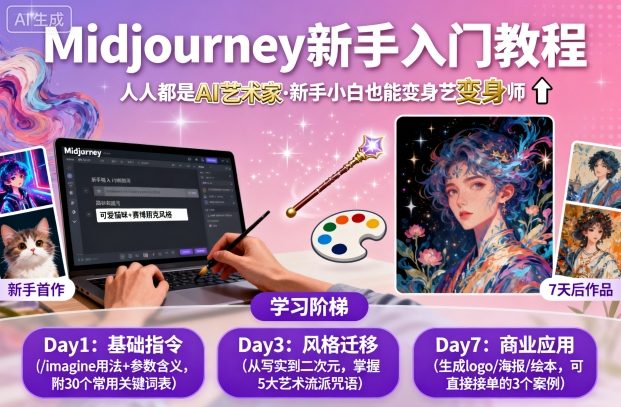 midjourney新手入门教程：人人都是AI艺术家，新手小白也能变身艺术大师-百货大全