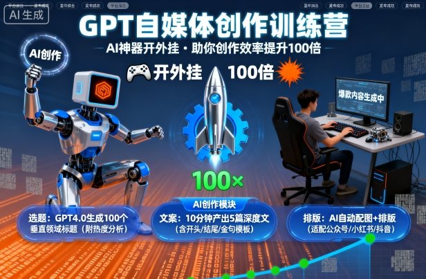 GPT自媒体创作训练营：AI神器开外挂，助你创作效率提升100倍-百货大全