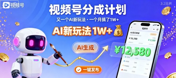 视频号分成计划：又一个AI新玩法，一个月搞了1W+，纯AI生成，一键发布即可-百货大全