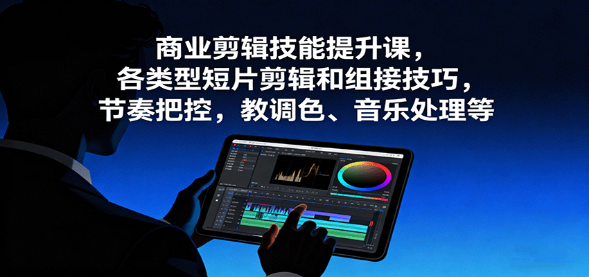 商业剪辑技能提升课，各类型短片剪辑和组接技巧，节奏把控，教调色、音乐处理等-百货大全