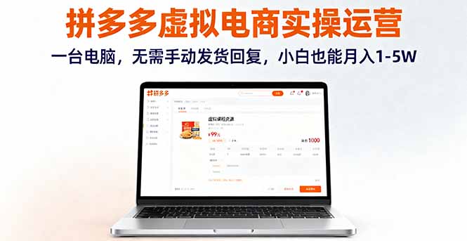 拼多多虚拟电商实操运营，一台电脑，无需手动发货回复，小白也能月入1-5W-百货大全