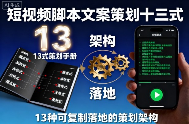 短视频脚本文案策划十三式，13种可复制落地的策划架构-百货大全