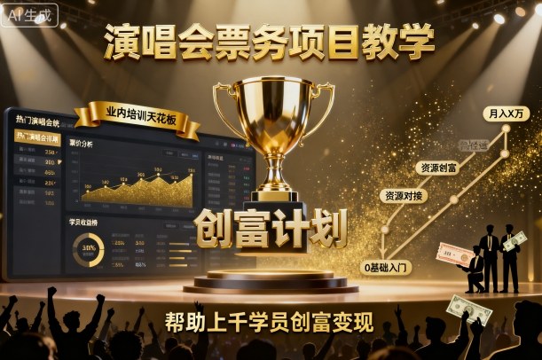 演唱会票务项目教学，业内培训天花板，帮助上千学员创富变现-百货大全