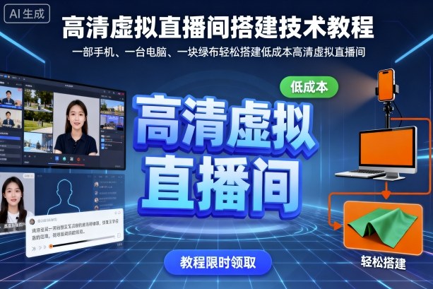 高清虚拟直播间搭建技术教程，一部手机、一台电脑、一块绿布轻松搭建低成本高清虚拟直播间-百货大全