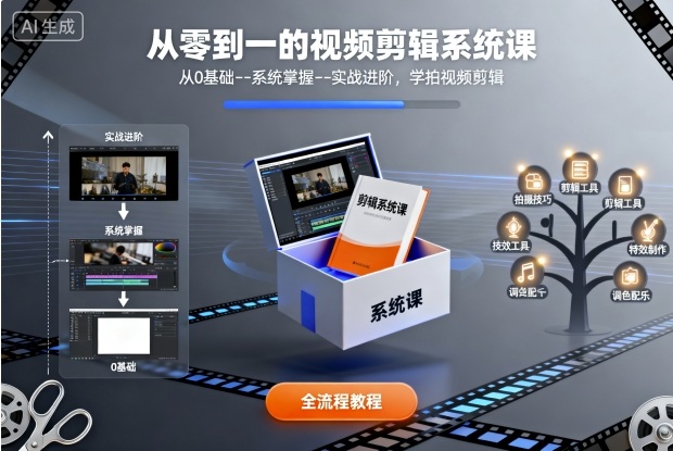 从零到一的视频剪辑系统课，从0基础–系统掌握–实战进阶，学拍视频剪辑-百货大全