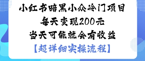 小红书暗黑小众冷门项目每天变现2张当天可能就会有收益-百货大全