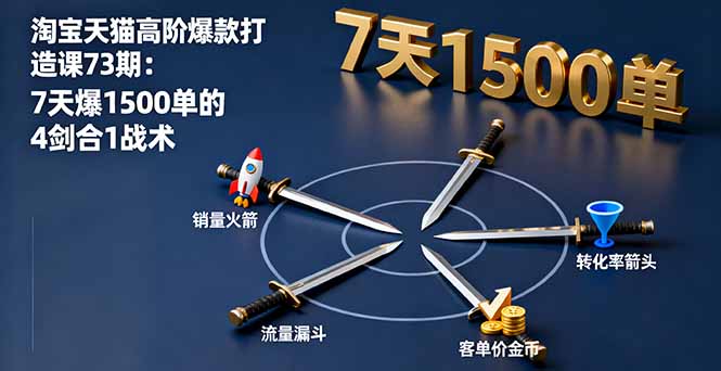 淘宝天猫高阶爆款打造课73期：7天爆1500单的4剑合1战术-百货大全