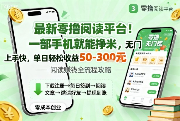 最新零撸阅读平台！一部手机就能挣米，无门槛上手快，单日轻松收益50-3张【揭秘】-百货大全