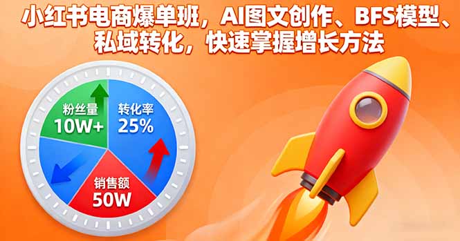 小红书电商爆单班，AI图文创作、BFS模型、私域转化，快速掌握增长方法-百货大全