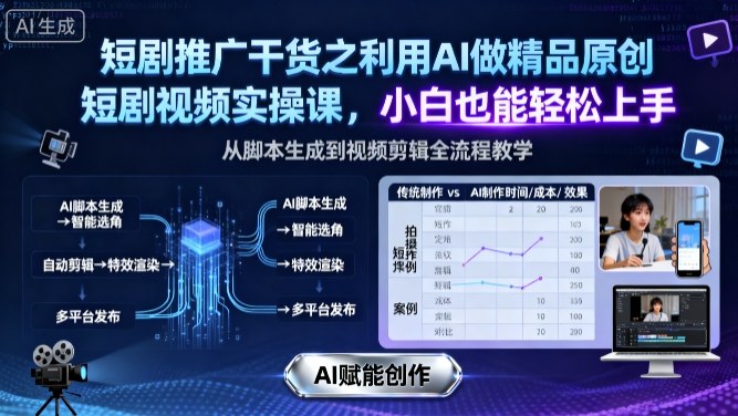 短剧推广干货之利用AI做精品原创短剧视频实操课，小白也能轻松上手-百货大全