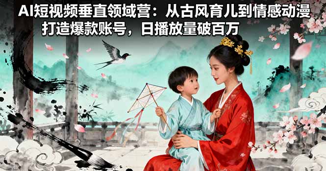 AI短视频垂直领域营：从古风育儿到情感动漫，打造爆款账号,日播放量破百万-百货大全