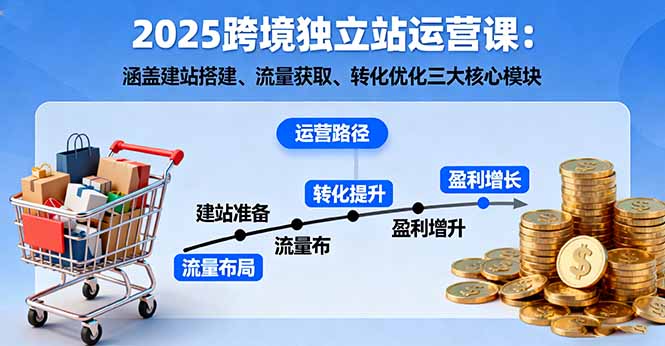 2025跨境独立站运营课：涵盖建站搭建、流量获取、转化优化三大核心模块-百货大全