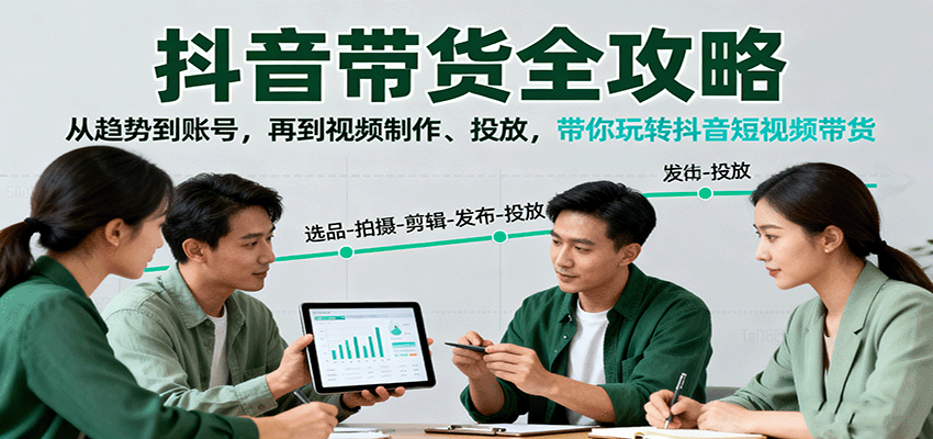 抖音带货全攻略：从趋势到账号，再到视频制作、投放，带你玩转抖音短视频带货-百货大全