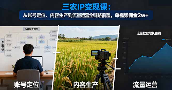 三农IP变现课：从账号定位、内容生产到流量运营全链路覆盖，单视频佣金2w+-百货大全