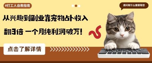 从兴趣到副业靠宠物占卜收入翻3倍一个月纯利润破W-百货大全