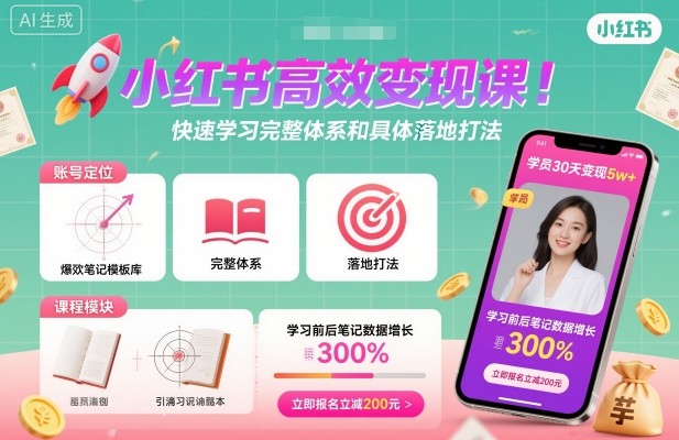 小红书高效变现课，快速学习小红书完整体系和具体落地打法-百货大全