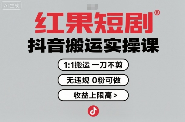 红果短剧拉新之抖音搬运实操课，1：1搬运，一刀不剪，无违规，0粉可做，收益上限高-百货大全