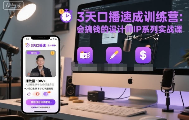 3天口播速成训练营，会搞钱的设计师IP系列实战课-百货大全